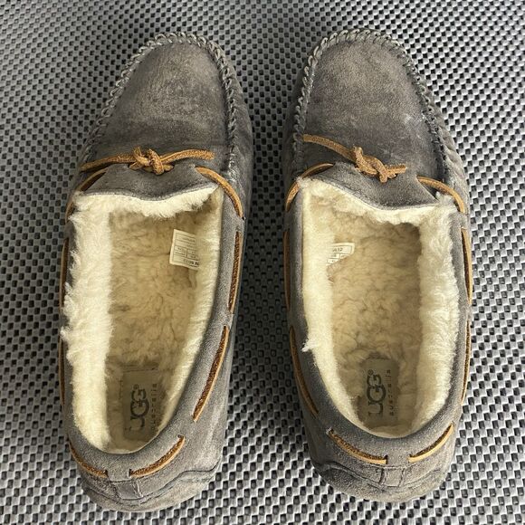Ugg Dakota Moccasins Slippers Loafers Womens Size 10 Gray Leather Sheepskin - Picture 7 of 15